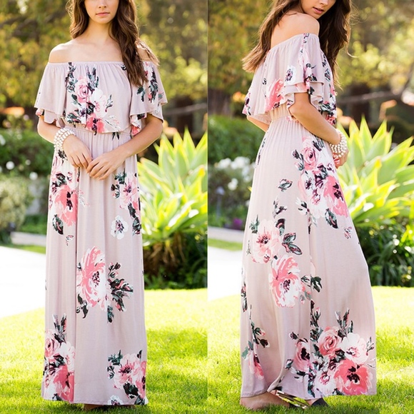 CARLIE Off Shoulder Floral Maxi Dress - Picture 2 of 2